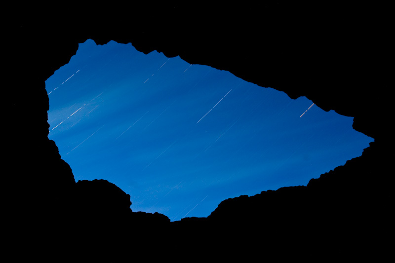 Star Trails From Skylight In Indian Tunnel Lava Tube